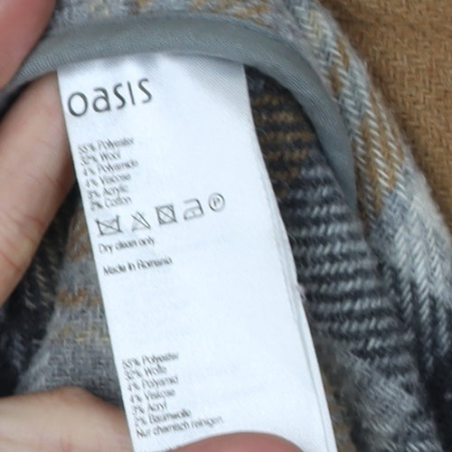 Oasis Brown Tweed Hooded Duffle Coat S Women