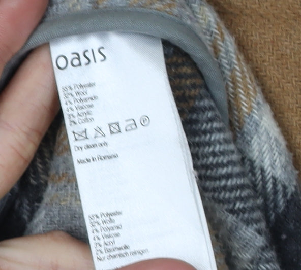 Oasis Brown Tweed Hooded Duffle Coat S Women