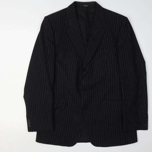 DAKS Men's Black Striped Wool Suit Jacket 41R
