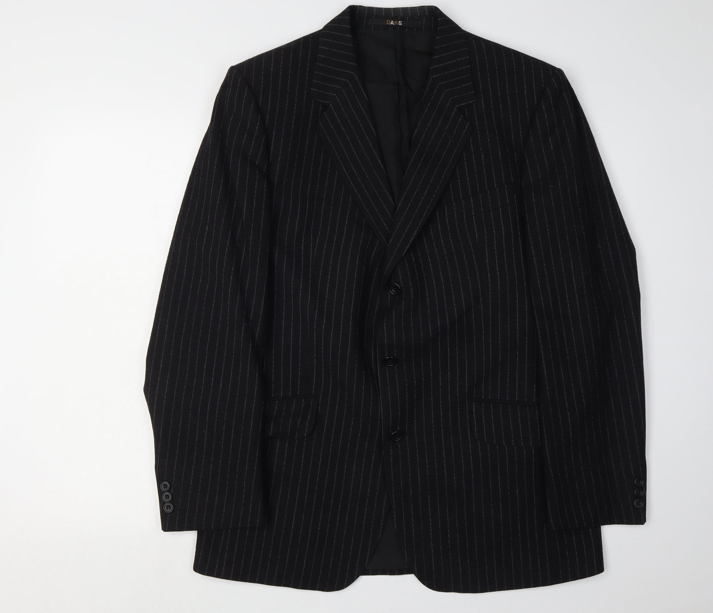 DAKS Men's Black Striped Wool Suit Jacket 41R
