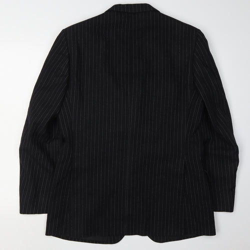 DAKS Men's Black Striped Wool Suit Jacket 41R