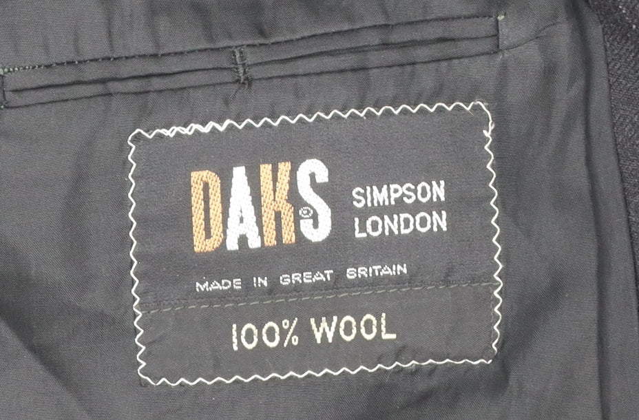 DAKS Men's Black Striped Wool Suit Jacket 41R