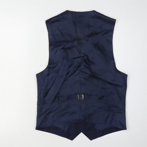 Reiss Men's Blue Check Suit Waistcoat, Size 38