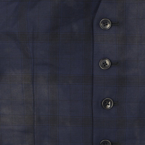 Reiss Men's Blue Check Suit Waistcoat, Size 38