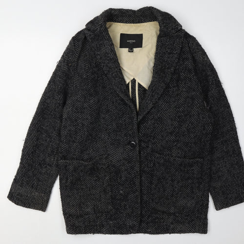Mango Women's Black Wool Herringbone Suit Jacket XS