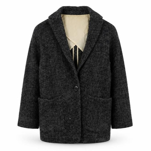 Mango Women's Black Wool Herringbone Suit Jacket XS