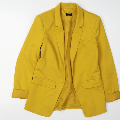 Oasis Women's Yellow Blazer Size 8, Notch Lapel, Long Sleeve