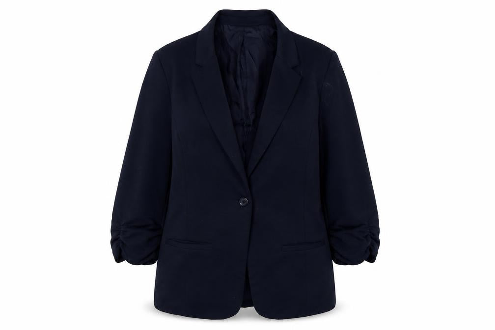 Front view of Fransa Women's Blue Blazer, size 14, Regular Fit