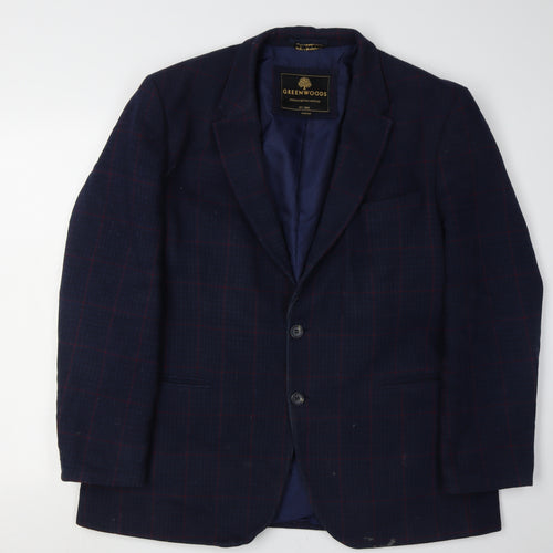 Greenwoods Men's Blue Checked Blazer 46R - Classic Fit