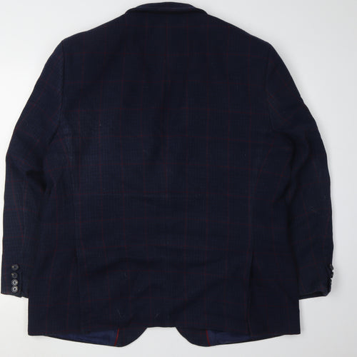 Greenwoods Men's Blue Checked Blazer 46R - Classic Fit