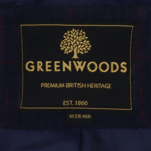 Greenwoods Men's Blue Checked Blazer 46R - Classic Fit