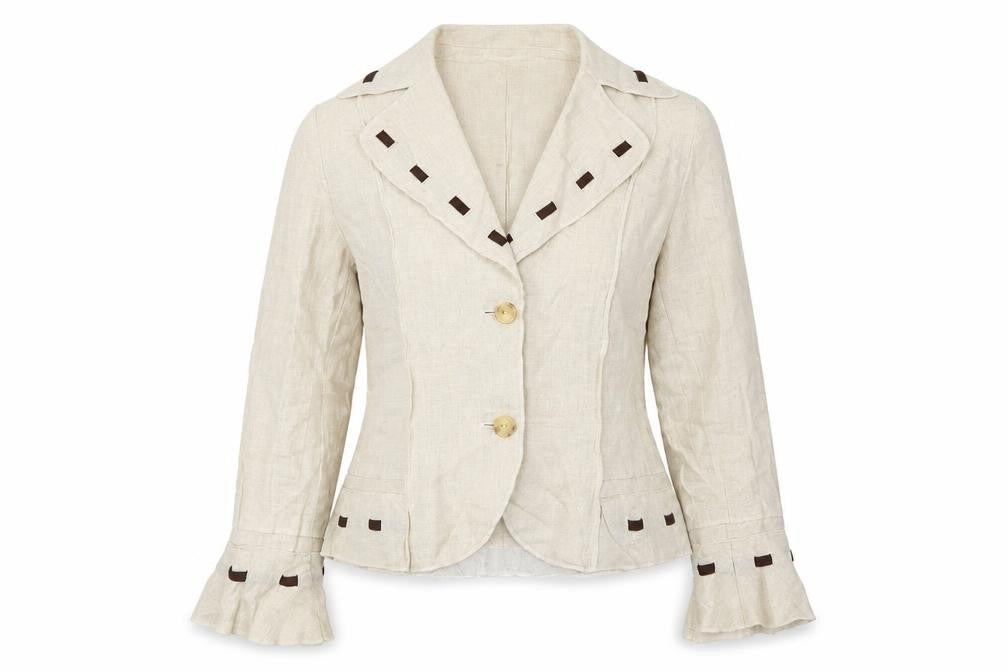 Front view of Marks & Spencer Beige Women's Blazer, size 12