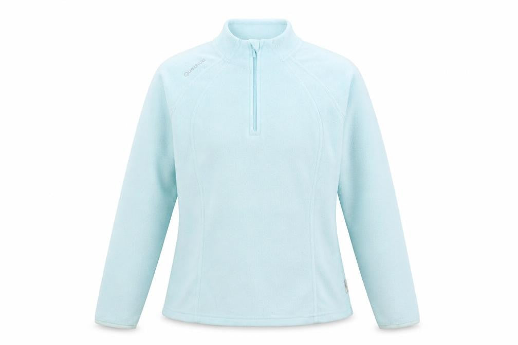 Front view of Decathlon Women's Blue Fleece 1/2 Zip Sweatshirt, size 12