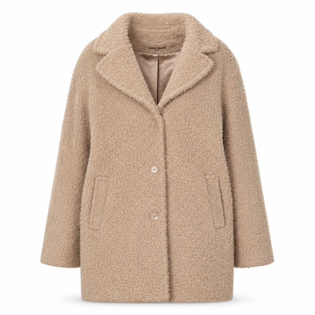 Front view of Oasis Women's Beige Mid-Length Coat, size 12
