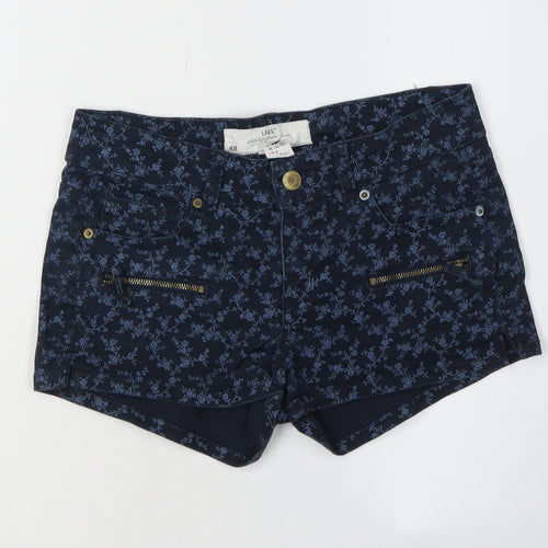 H&M Women's Blue Floral Hot Pants Size 8