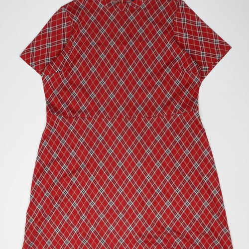Next Women's Red Argyle Shift Dress Size 20
