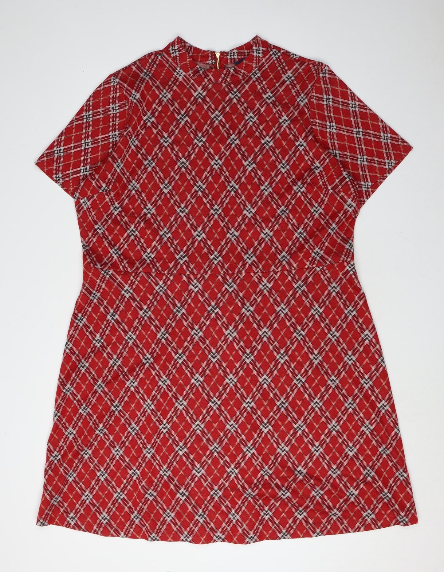 Next Women's Red Argyle Shift Dress Size 20