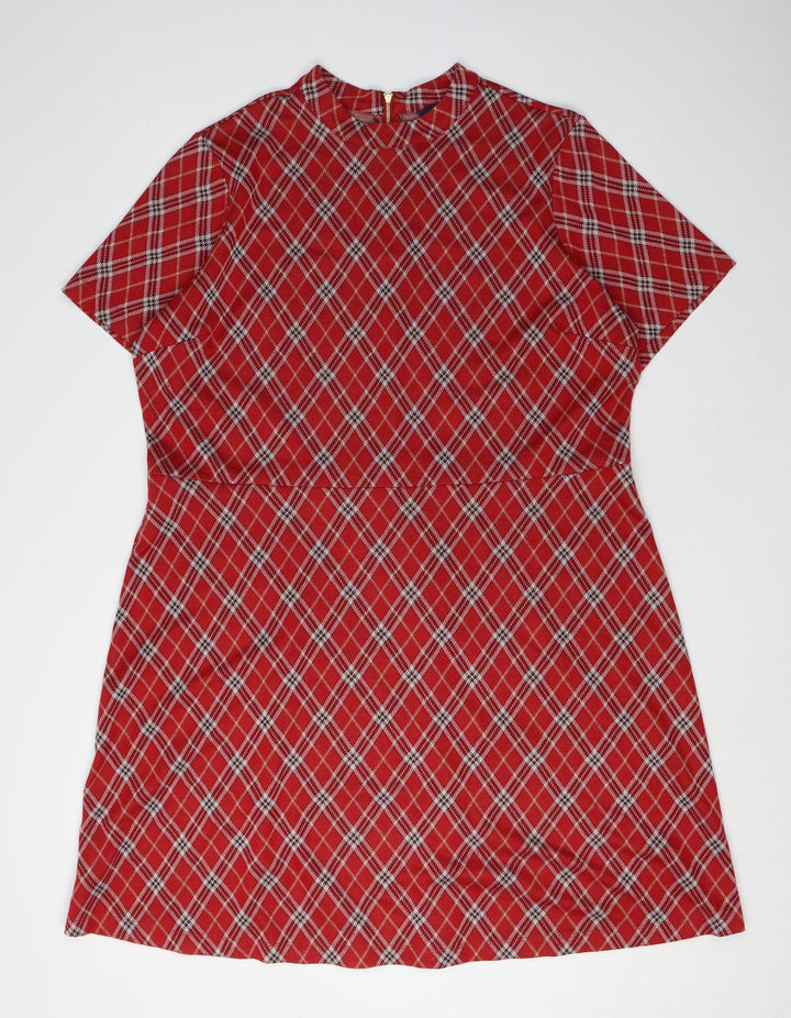 Next Women's Red Argyle Shift Dress Size 20