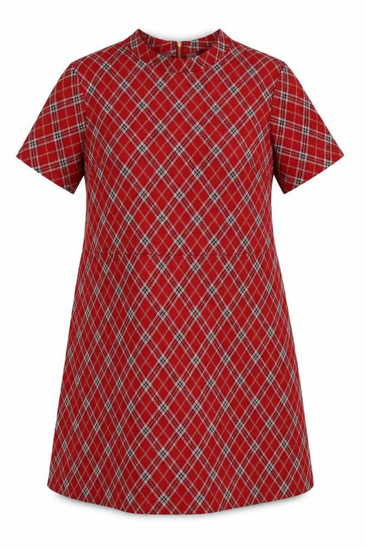 Front view of Next Women's Red Argyle Shift Dress, size 20