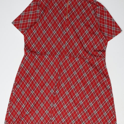Next Women's Red Argyle Shift Dress Size 20