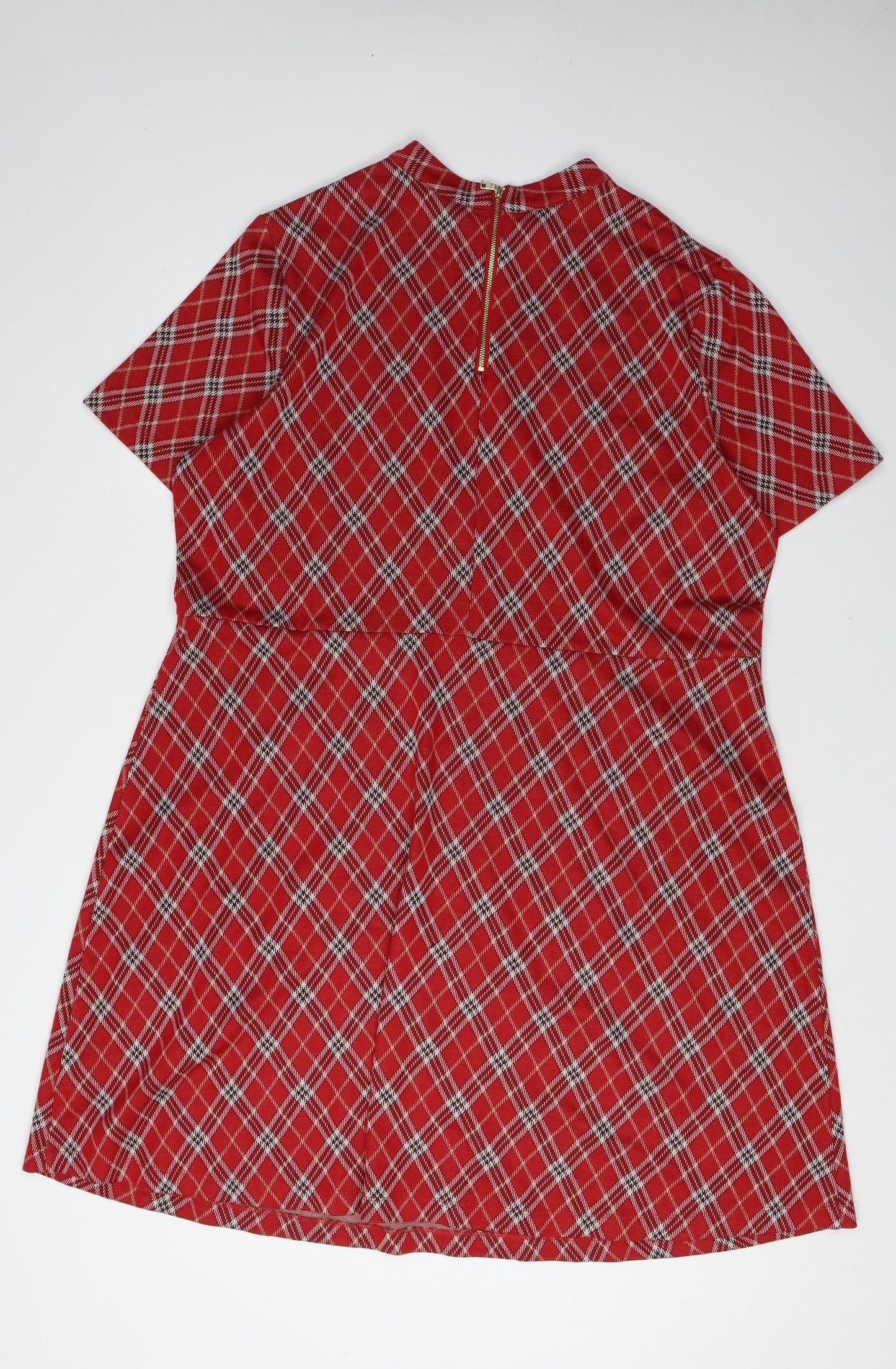 Next Women's Red Argyle Shift Dress Size 20