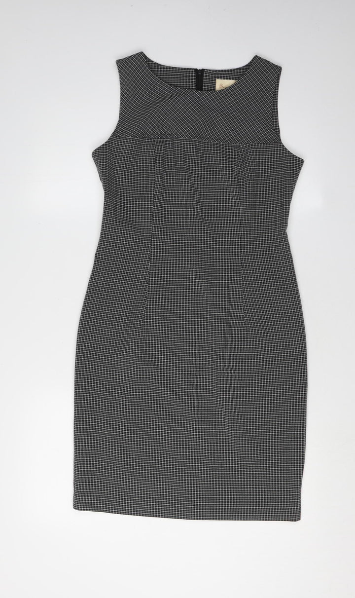 BHS Women's Black Check Sheath Dress Size 10