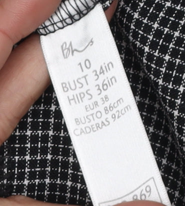 BHS Women's Black Check Sheath Dress Size 10
