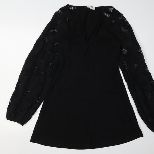ASOS Women Black Mini Dress Size 10 V-Neck