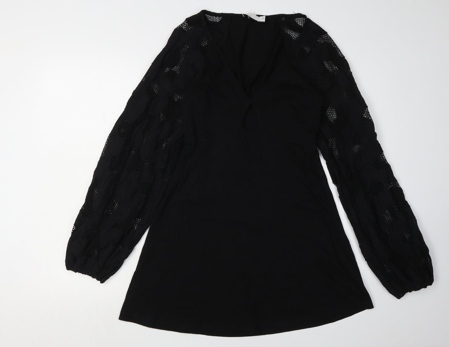 ASOS Women Black Mini Dress Size 10 V-Neck