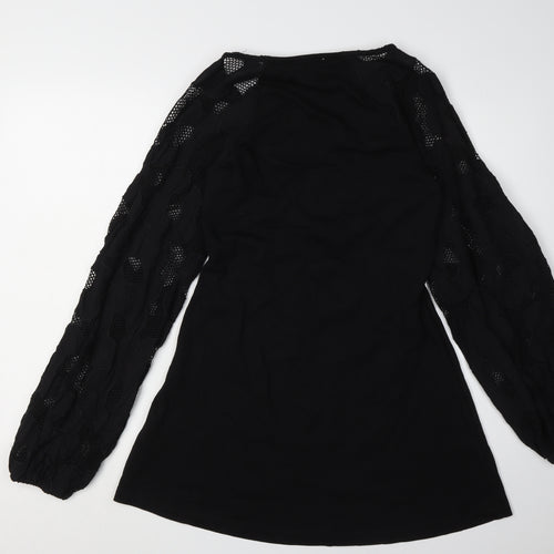 ASOS Women Black Mini Dress Size 10 V-Neck