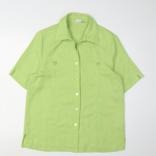Oscar B. Women's Green Button-Up Shirt Size 16 Classic