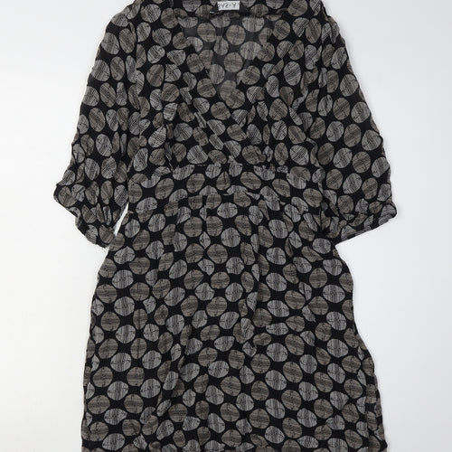 Sasha Women's Black Geometric Wrap Dress Size 12