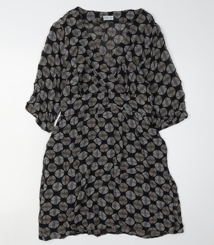 Sasha Women's Black Geometric Wrap Dress Size 12