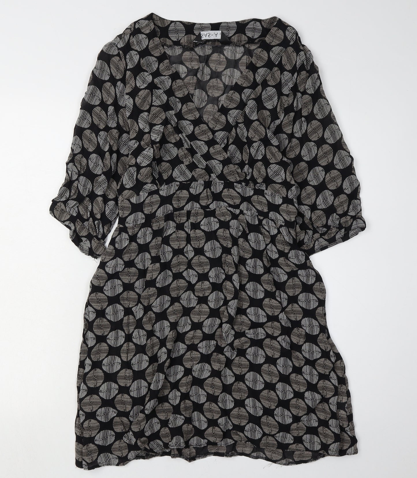 Sasha Women's Black Geometric Wrap Dress Size 12