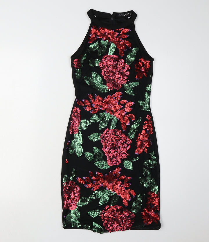 Quiz Women's Black Sequin Bodycon Dress Size 6