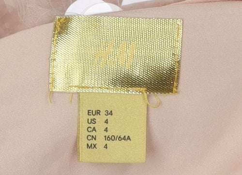 H&M Women's Beige Sequin Short Party Skirt - Size 6