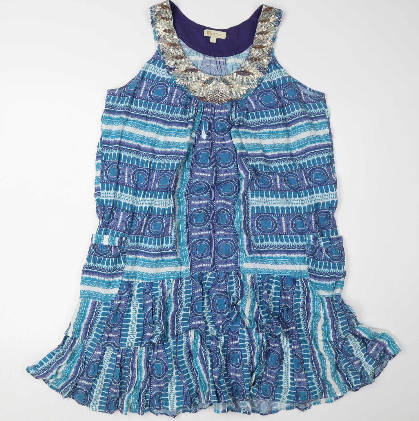 Monsoon Women's Blue Sleeveless Dress - Large