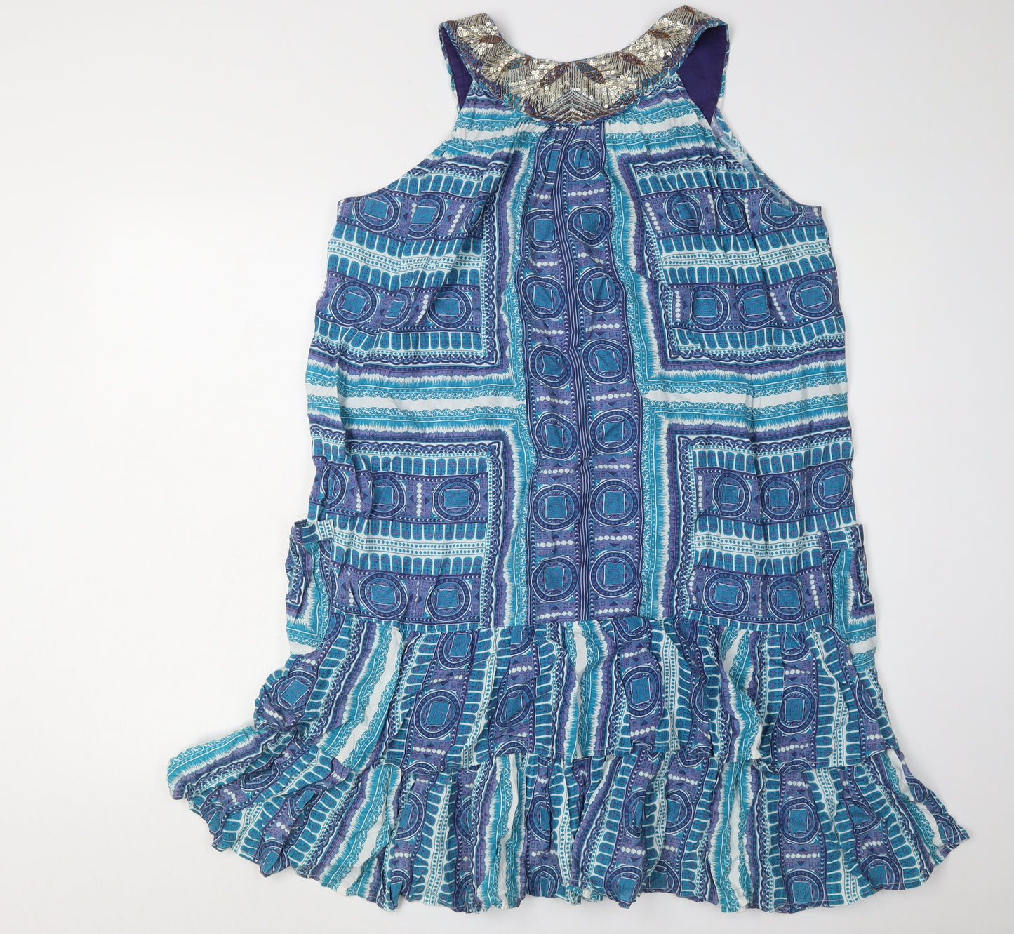 Monsoon Women's Blue Sleeveless Dress - Large
