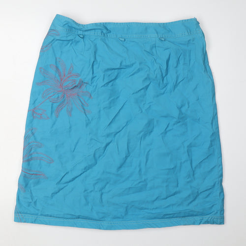 Monsoon Women's Blue Floral Embroidered Skirt Size 18