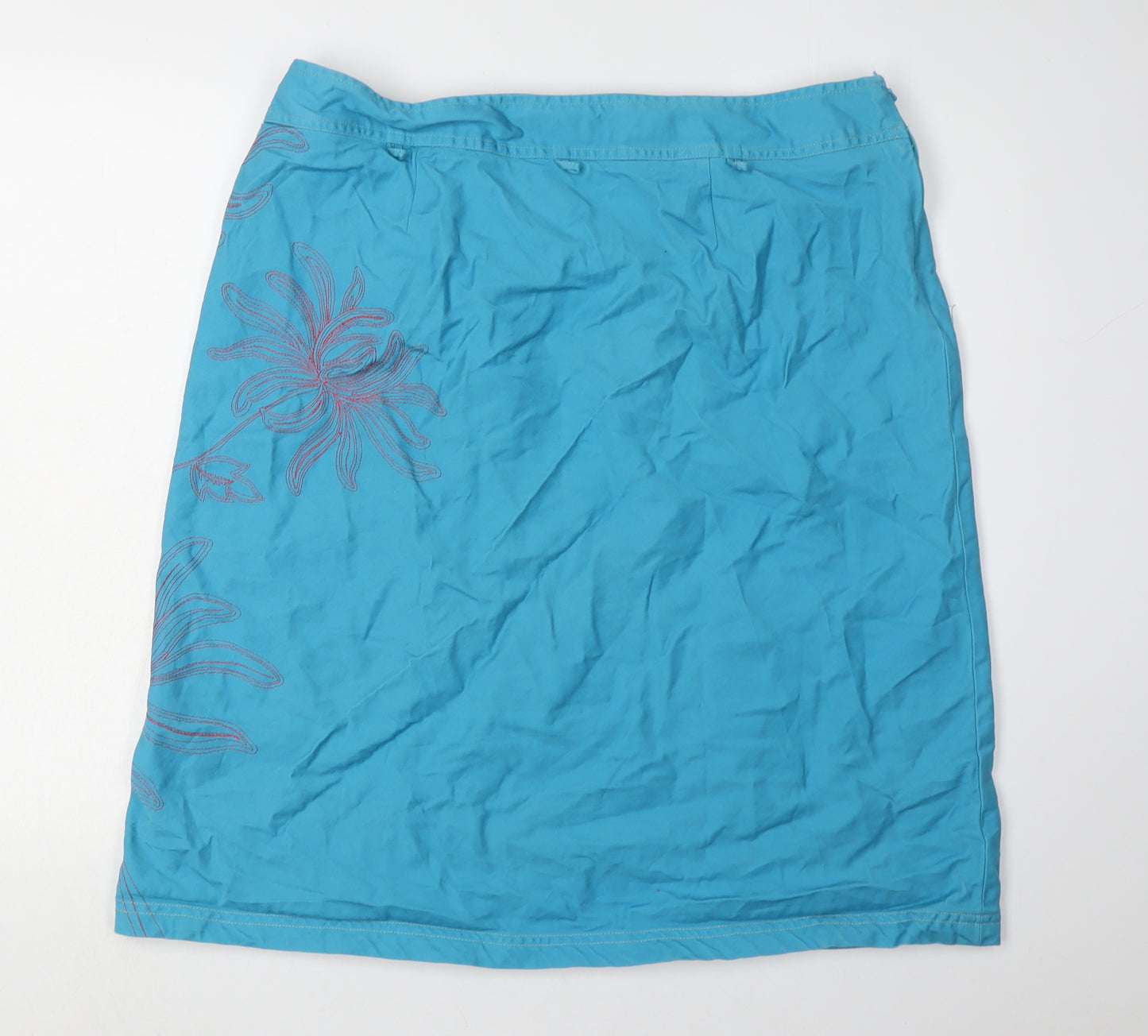 Monsoon Women's Blue Floral Embroidered Skirt Size 18