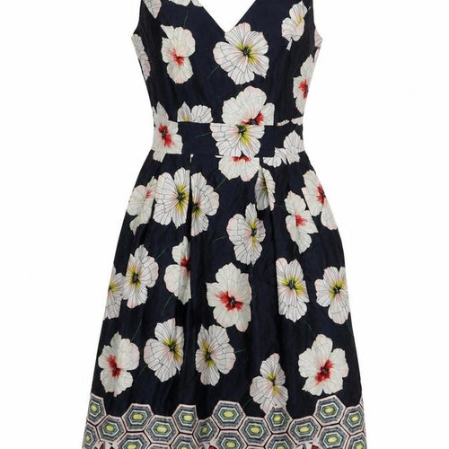 Monsoon Women's Black Floral Fit & Flare Dress 8