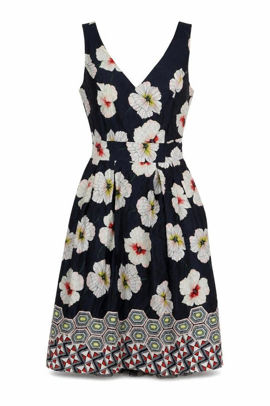 Monsoon Women's Black Floral Fit & Flare Dress 8
