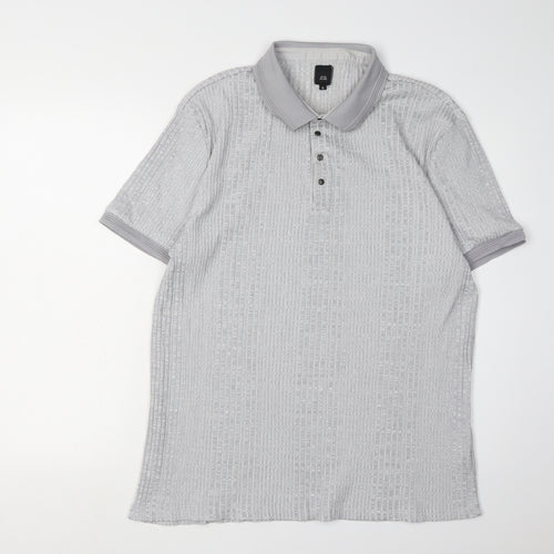 River Island Men's Grey Polo Shirt XL