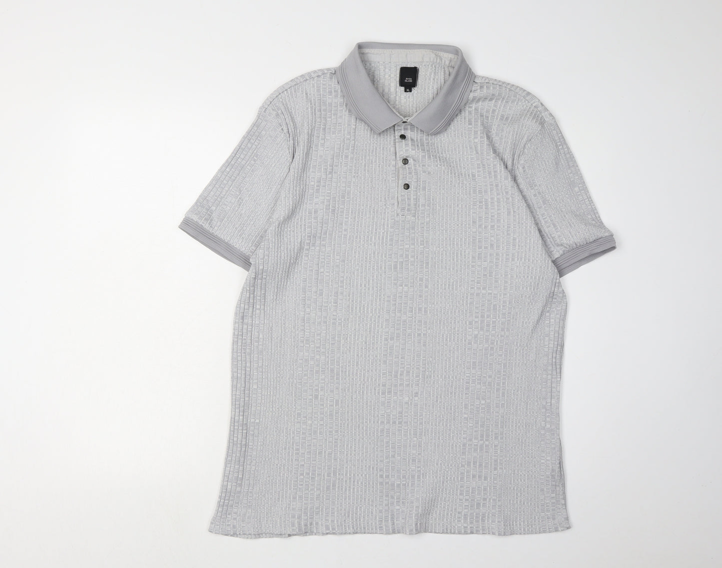 River Island Men's Grey Polo Shirt XL
