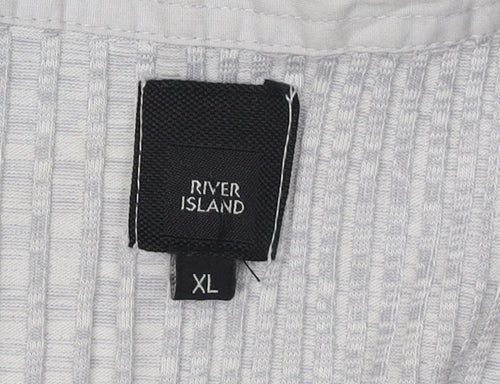 River Island Men's Grey Polo Shirt XL