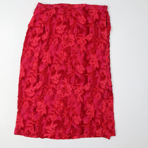 Classics Women's Red Floral Knee Length Pencil Skirt