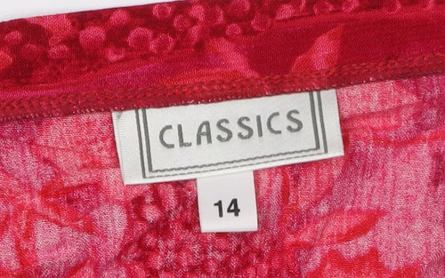 Classics Women's Red Floral Knee Length Pencil Skirt