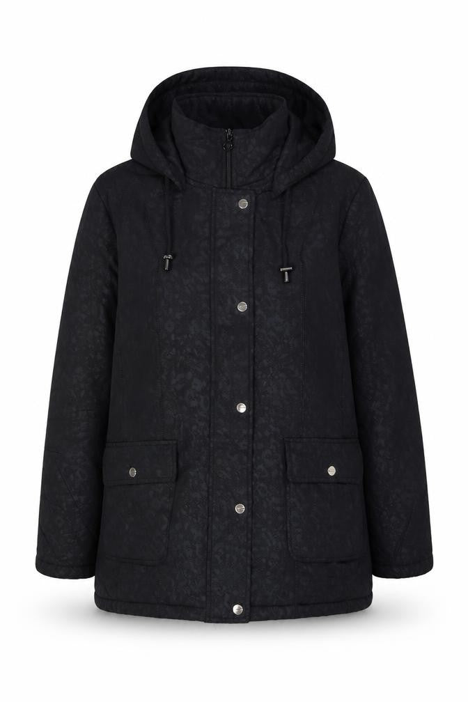 Front view of Finesse Women's Black Hooded Jacket, size 14
