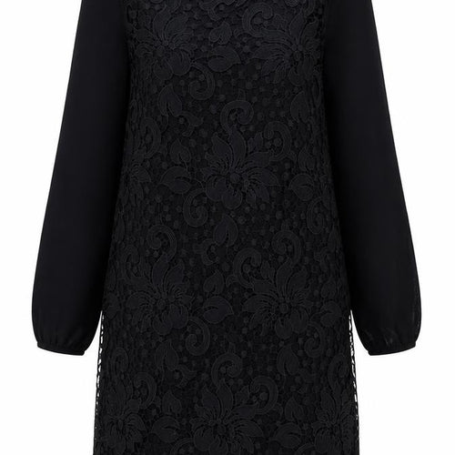 Coast Women's Black Lace Dress, Size 12, Elegant Long Sleeve