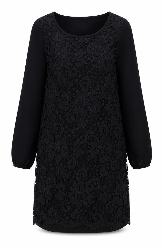 Coast Women's Black Lace Dress, Size 12, Elegant Long Sleeve
